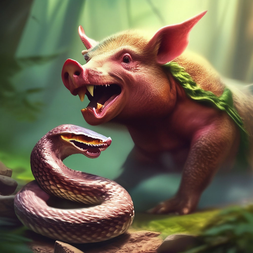 Trong tự nhiên, mối quan hệ giữa các loài động vật thường rất phức tạp và thú vị. Một trong những mối quan hệ đáng chú ý là giữa lợn và rắn. Dù nghe có vẻ lạ lùng, nhưng lợn thực sự được coi là kẻ thù tự nhiên của rắn. Vậy điều gì đã khiến lợn trở thành “khắc tinh” của loài rắn? (Ảnh:shedevrum.ai)