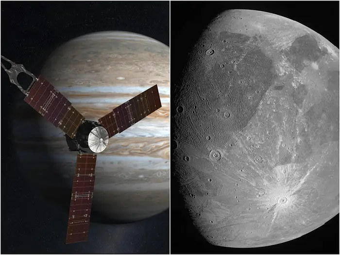 Vào ngày 7/6/2021, tàu vũ trụ Juno của NASA đã bay qua Ganymede, cung cấp những hình ảnh và dữ liệu quý giá về mặt trăng này. Các nhà khoa học đang tiếp tục nghiên cứu để hiểu rõ hơn về cấu trúc, sự tiến hóa và khả năng sinh sống của Ganymede. Sứ mệnh JUpiter ICy moons Explorer (JUICE) của Cơ quan Vũ trụ Châu Âu (ESA) dự kiến sẽ khởi động vào năm 2022 và đến Ganymede vào năm 2029 để tiếp tục khám phá.(Ảnh: Business Insider)