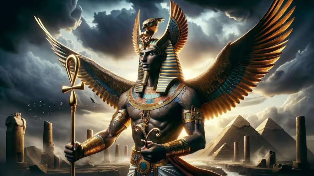 4. Horus: Horus, con trai của Osiris và Isis, là thần bầu trời và là biểu tượng của quyền lực hoàng gia. Horus được miêu tả với đầu chim ưng và thường gắn liền với hình ảnh pharaohs, những người được coi là hiện thân của Horus trên Trái đất. Cuộc chiến giữa Horus và Set, thần của hỗn loạn, là một trong những câu chuyện thần thoại nổi tiếng nhất của Ai Cập cổ đại.