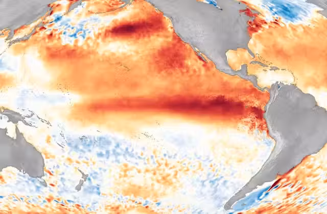 El Nino là một hiện tượng khí hậu tự nhiên, được đặc trưng bởi sự ấm lên bất thường của lớp nước biển bề mặt ở khu vực xích đạo trung tâm và đông Thái Bình Dương. Hiện tượng này thường xuất hiện mỗi 2-7 năm và kéo dài từ 8-12 tháng hoặc lâu hơn. El Nino có thể gây ra những biến đổi lớn về thời tiết trên toàn cầu, bao gồm mưa lớn, lũ lụt, hạn hán và các hiện tượng thời tiết cực đoan khác. (Ảnh:The Conversation)