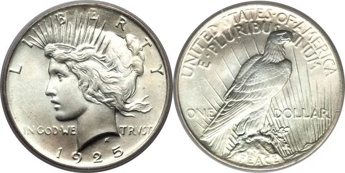 Đồng bạc “Hòa bình” của Mỹ: Dù chỉ có giá trị một đôla (USD), nhưng đồng xu này vẫn mang ý nghĩa to lớn trong đời sống người Mỹ. Đồng bạc “Hòa bình” này lưu hành những năm 1921 - 1935 ở Mỹ, và được xem là đồng xu may mắn bởi có chạm khắc hình Nữ thần Tự do. Giá trị đồng xu chỉ là một đôla nhưng vẫn mang ý nghĩa to lớn vì người phương Tây quan niệm “còn 1 đôla trong túi nghĩa là bạn luôn có tiền”.