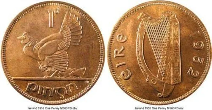 Đồng một xu Ireland: Những người Ireland gốc tin rằng đồng một xu (penny) của nước mình mang lại may mắn cho bất cứ ai nhận được. Một số tài liệu còn kể lại rằng những người bán hàng nơi đây xưa kia có phong tục trả lại đồng một xu cho khách tới mua để chúc họ may mắn với món đồ vừa lựa chọn. Lý do nữa khiến đồng tiền này trở nên giá trị là việc nó chỉ được đúc trong khoảng thời gian nhất định (1928-1968)