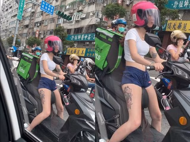 Nu shipper mac do xe tren ho duoi di giao hang, dan tinh choang