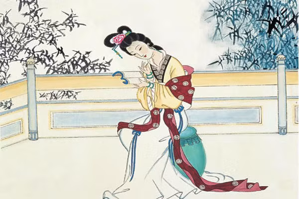 Trong suốt tuổi thơ vất vả đầy nước mắt theo mẹ làm nô bộc nhưng bù lại được mẹ nuôi dưỡng và hun đúc tinh thần nên nàng chăm chỉ học văn đọc thơ, không những biết ngâm thơ mà còn thạo văn, tinh thông mọi việc, thông minh hơn người. Tiếng thơm đồn xa, vào năm Nghi Phượng thứ 2 - tức năm 677, nàng được Võ Tắc Thiên triệu vào cung và kiểm tra tại chỗ tài năng ứng phó văn chương. Đề đưa ra nàng nhanh chóng làm một mạch rất trôi chảy, ý văn thông suốt, văn phong hoa mỹ chau chuốt, ngôn từ văn hoa. Võ Tắc Thiên xem xong vô cùng thích thú ngay lập tức miễn thân phận nô tỳ cho nàng và cho nàng quản lý việc thảo chiếu mệnh trong cung. 