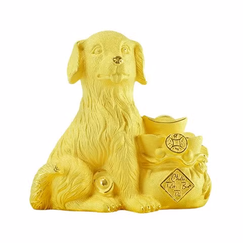 Khuyển tài lộc giúp gia chủ bảo toàn của cải, tăng tiến tiền tài, giàu có và thịnh vượng có giá từ 3 - 6 triệu đồng. Ảnh: trangsuc.doji.vn. 