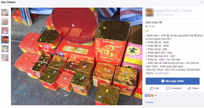 Không khó để tìm mua pháo trên chợ mạng. (Ảnh: Facebook "Nguyễn *** *****")