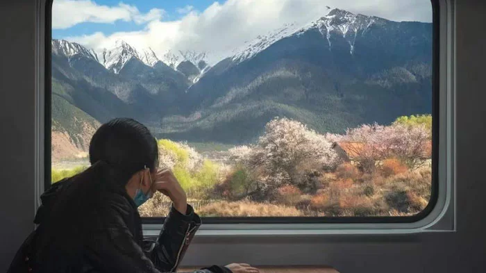 Tây Tạng cũng có tuyến đường sắt cao tốc hiện đại. Tây Tạng không chỉ tự hào về tuyến đường sắt Thanh Hải-Tây Tạng nổi tiếng mà còn có tuyến đường sắt cao tốc hiện đại giúp tăng cường kết nối trong khu vực, bao gồm tàu cao tốc nối liền Lhasa, Shigatse và Nyingchi. Tuyến đường sắt cao tốc hiện đại ở Tây Tạng mang đến cơ hội tuyệt vời để trải nghiệm vẻ đẹp và sự hùng vĩ của vùng đất quyến rũ này một cách nhanh chóng và dễ dàng. Ảnh: TT.