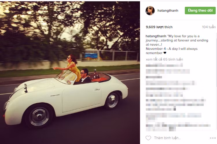 Trong khi đó, kỷ niệm 2 năm ngày cưới, nữ diễn viên “Hương phù sa” khoe hình ảnh hạnh phúc bên ông xã kèm lời tâm sự rằng tình yêu của cô dành cho chồng như một hành trình sẽ không bao giờ kết thúc. (Ảnh: Instagram nhân vật)