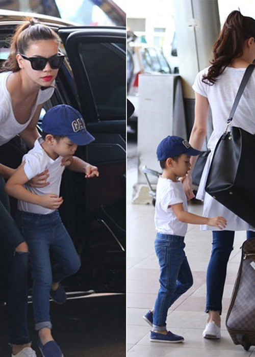 Bé Subeo - con trai Hồ Ngọc Hà lại thường xuyên xuất hiện với vẻ ngoài bảnh trai, chỉn chu ở sân bay. (Ảnh: Zing)