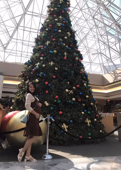 Ngọc Lan mang bầu con trai đầu lòng. Hiện tại, cô đang ở tháng thai kì thứ 5. (Ảnh: Facebook nhân vật)