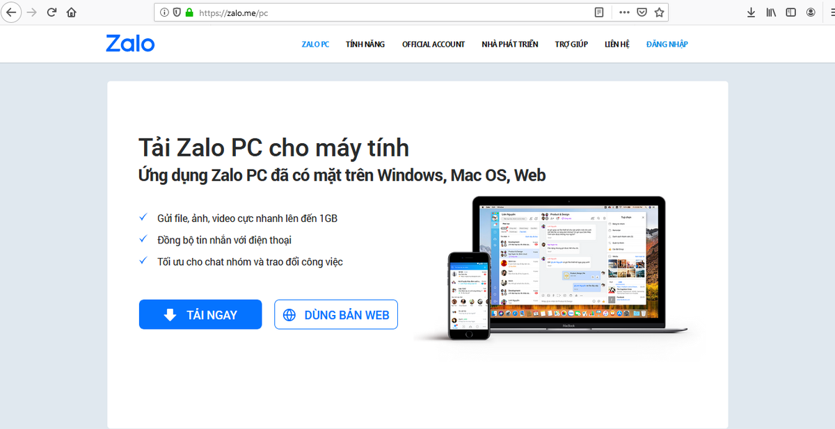Zalo khong muon la mang xa hoi?