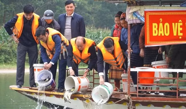 Nghe An tha 2 tan ca giong chung tay tai tao nguon thuy san