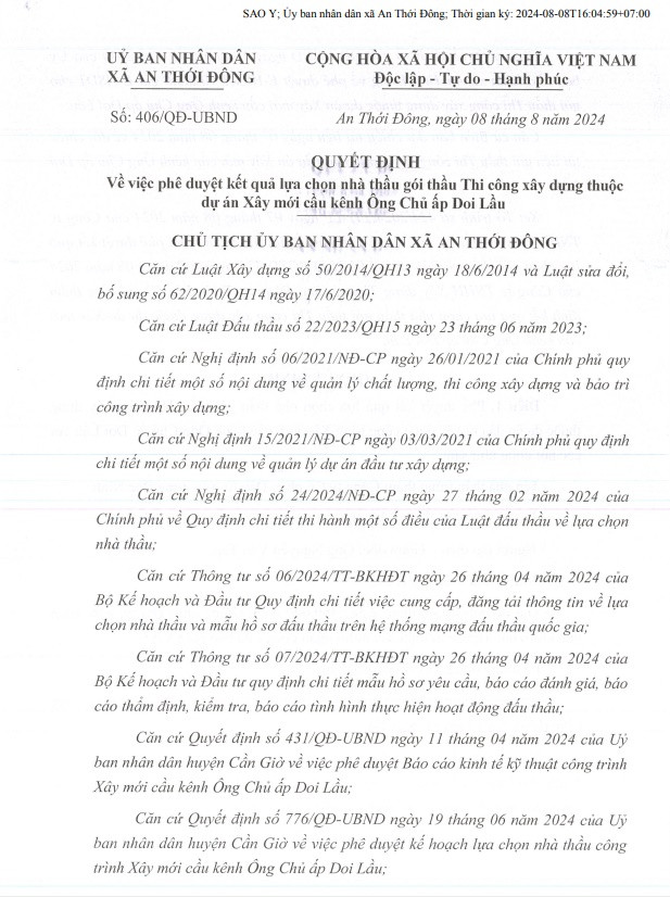 TP HCM: Goi thau xay moi cau kenh Ong Chu ve tay Cong ty Bac Ninh