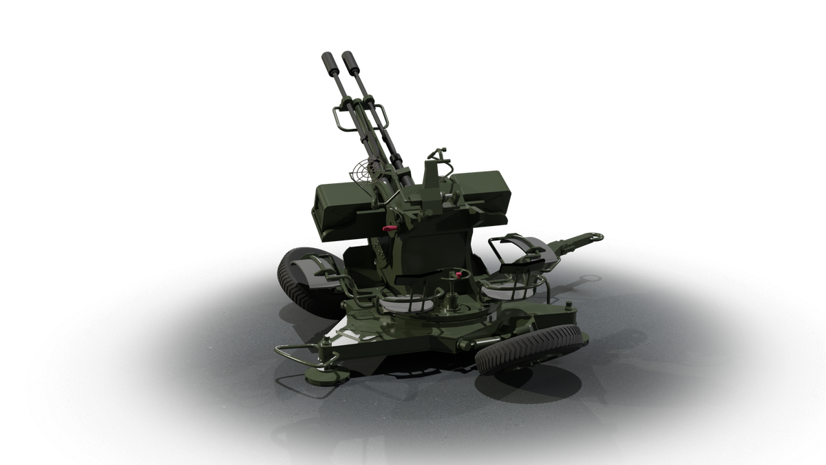 Trong trạng thái cố định, mâm pháo có một trục quay giúp xạ thủ có thể quay pháo suốt 360 độ. Pháo có thể triển khai vào trạng thái sẵn sàng chiến đấu trong vòng 30s và có thể vừa hành tiến vừa bắn trong trường hợp khẩn cấp. Pháo được ngắm và bắn hoàn toàn bằng thủ công, trang bị một kính ngắm quang học ZAP-23 cùng một thước ngắm cơ khí. Ảnh: Weaponsystems.