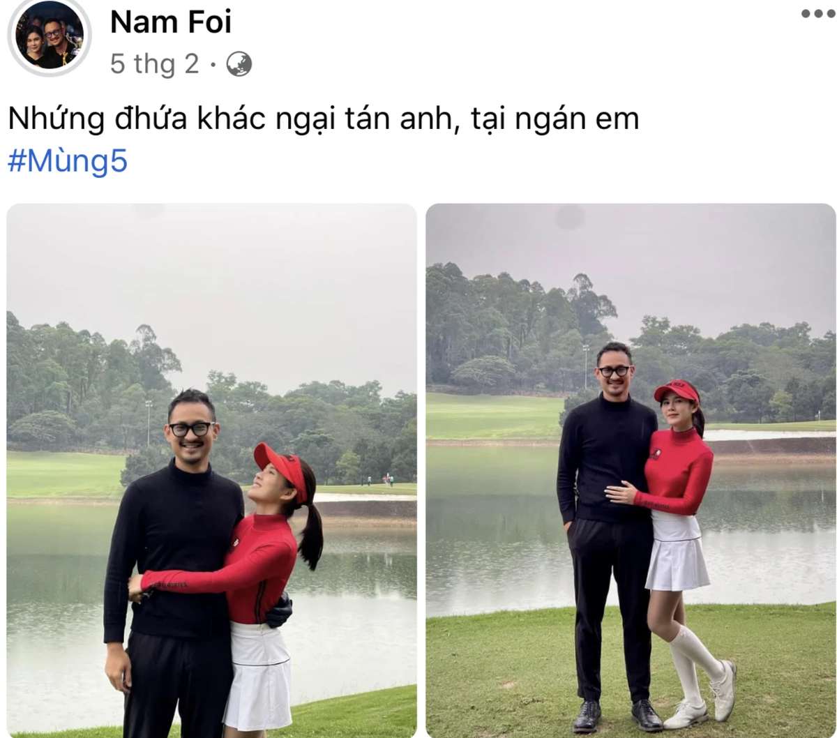 Ít khi đăng tải hình ảnh về ông xã nhưng Thu Hoài luôn thể hiện niềm hạnh phúc mỗi khi xuất hiện bên chồng.