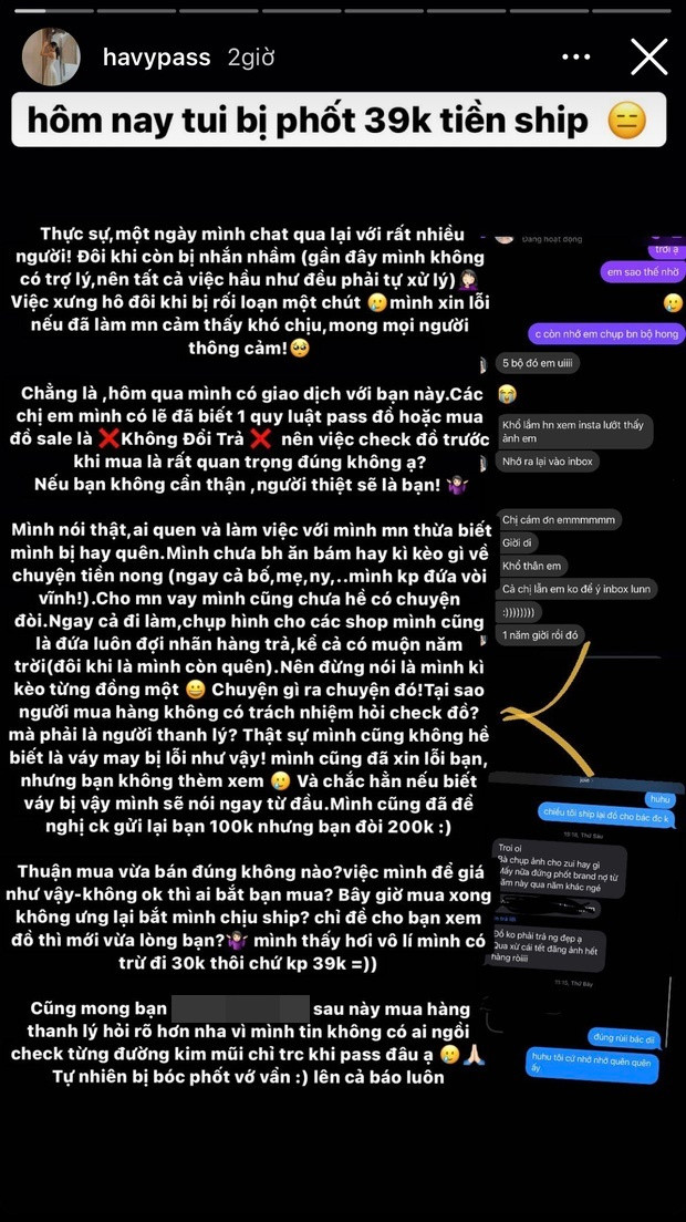 Ngoài ra, vụ việc trên còn khiến nhiều người bất bình khi cô gái này lại tiếp tục kì kèo tiền vận chuyển đồ và cuối cùng khách hàng là người phải chịu mọi khoản tiền vận chuyển.