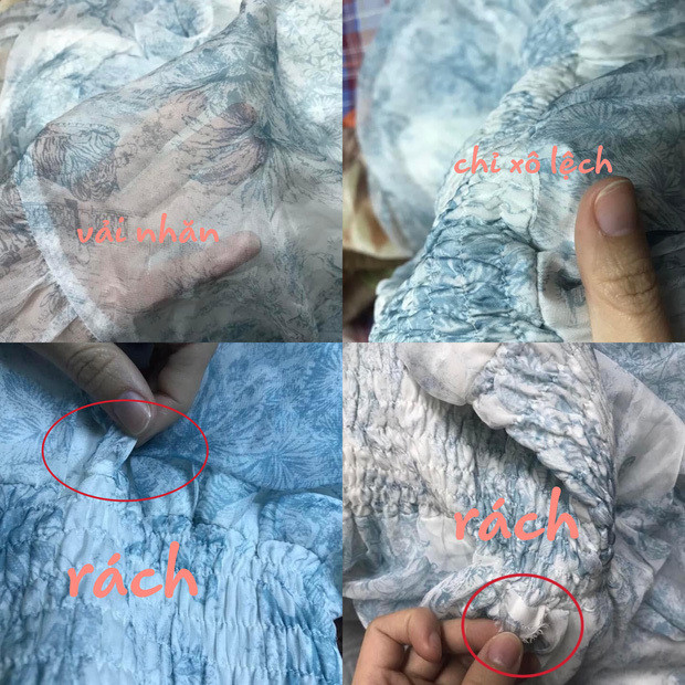 Cụ thể, chiếc váy này bị rách nhiều chỗ, lỗi đường may nhưng chỉ được thanh lý kém giá gốc chỉ 100.000 đồng. Đến khi nhắn tin thắc mắc thì gái xinh này chỉ bảo “không biết, mới mặc đúng 1 lần chụp ảnh cho shop.”