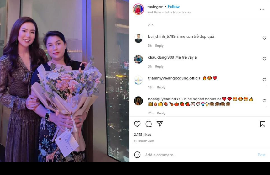 Trên dòng trạng thái, MC Mai Ngọc bày tỏ sự biết ơn và lòng tôn kính đối với bậc phụ huynh của mình, mẹ không chỉ là mẹ, mà còn là chị gái và là bạn gái của cô.