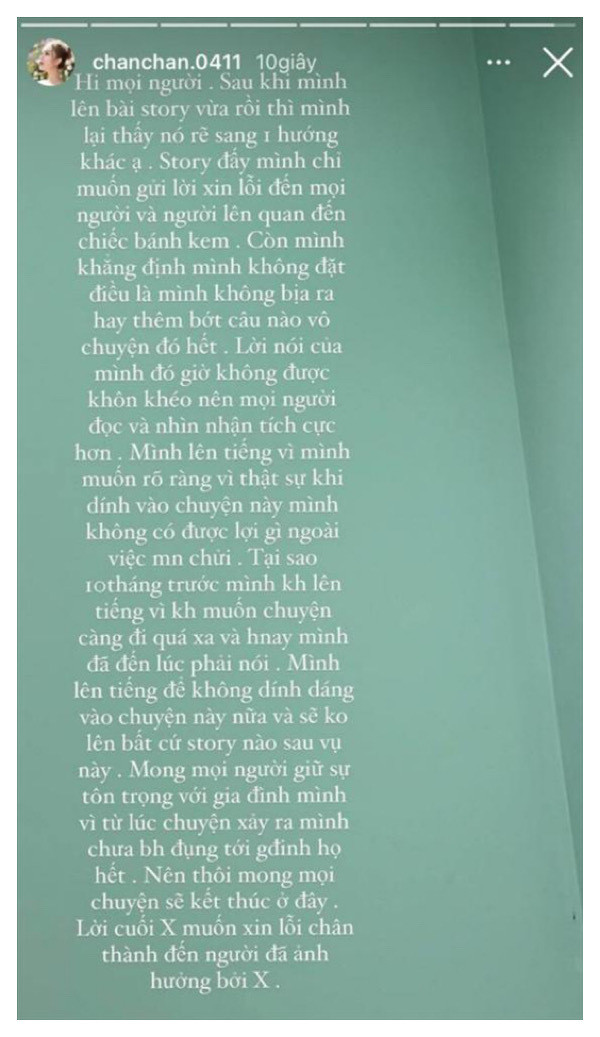 Có lẽ vì nhận về quá nhiều ý kiến từ cư dân mạng nên cô nàng tiếp tục đăng tải thêm một story khác. Ở story này, cô nàng lại nhấn mạnh thêm bản thân "không bịa ra hay thêm bớt câu nào" vào sự việc.