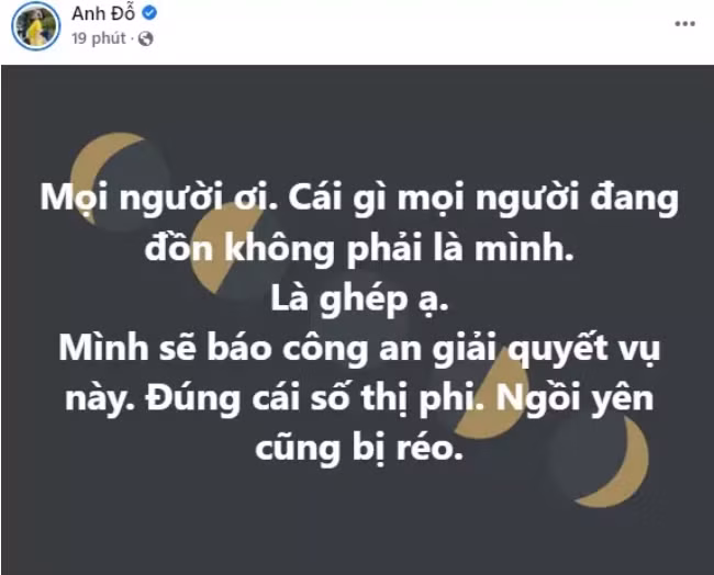 Cụ thể, Trâm Anh cho biết lời đồn đại đó không phải là mình, chỉ là sản phẩm cắt ghép. "Mọi người ơi. Cái gì mọi người đang đồn không phải là mình. Là ghép ạ. Mình sẽ báo công an giải quyết vụ này. Đúng cái số thị phi. Ngồi yên cũng bị réo"- Trâm Anh bức xúc chia sẻ.