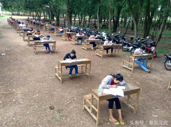 Hoặc một cách thú vị hơn là đưa cả lớp vào... rừng làm bài thi. Khoảng cách 2 mét thế này thì hỏi bài bằng niềm tin nhé.