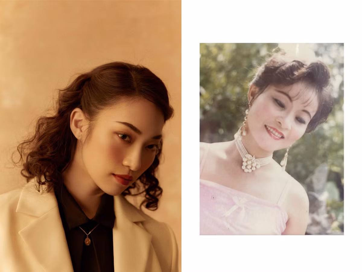 Với kiểu tóc xoăn huyền thoại, diện bộ vest màu beige hay chiếc váy dài, Khánh Vy tự hoá thân thành mẹ mình hồi trẻ với những kiểu pose hay dáng đứng "sao y bản chính".