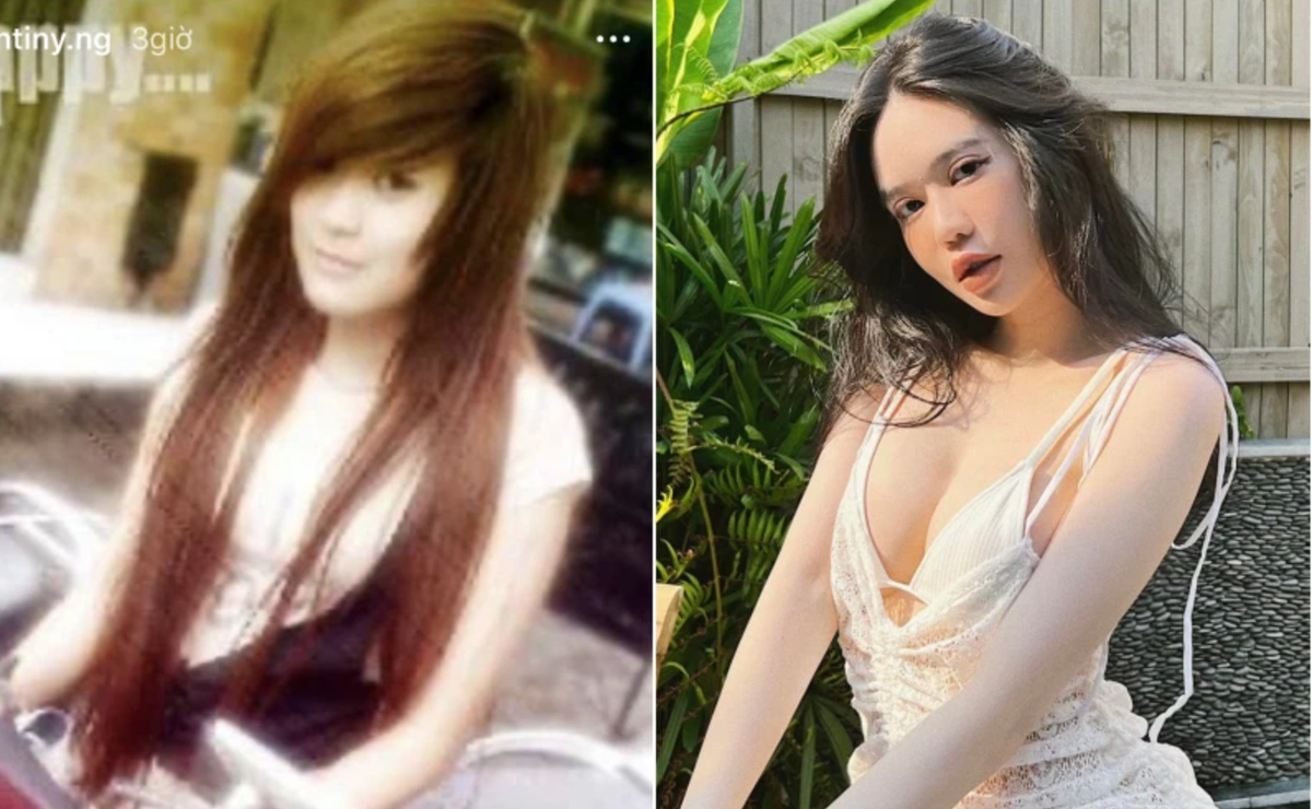 Trong ảnh, nàng dâu hào môn có style đúng chuẩn "dân chơi" hồi đó với mái tóc sư tử nhuộm màu nâu vàng. Cách pose dáng e thẹn của Vân Tiny cũng giống y hệt các hot girl cùng thời.