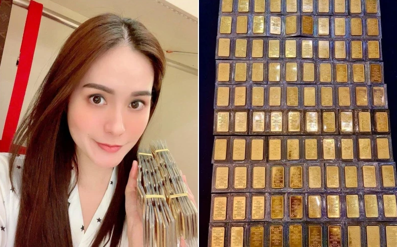 Nói về độ giàu có của vợ chồng Đoàn Di Băng thì không thể kể hết, vào đầu năm cô từng khiến nhiều người "choáng" khi khoe ảnh cầm 2 cọc vàng buộc dây thun, ước tính hàng chục (thậm chí hàng trăm) cây vàng.