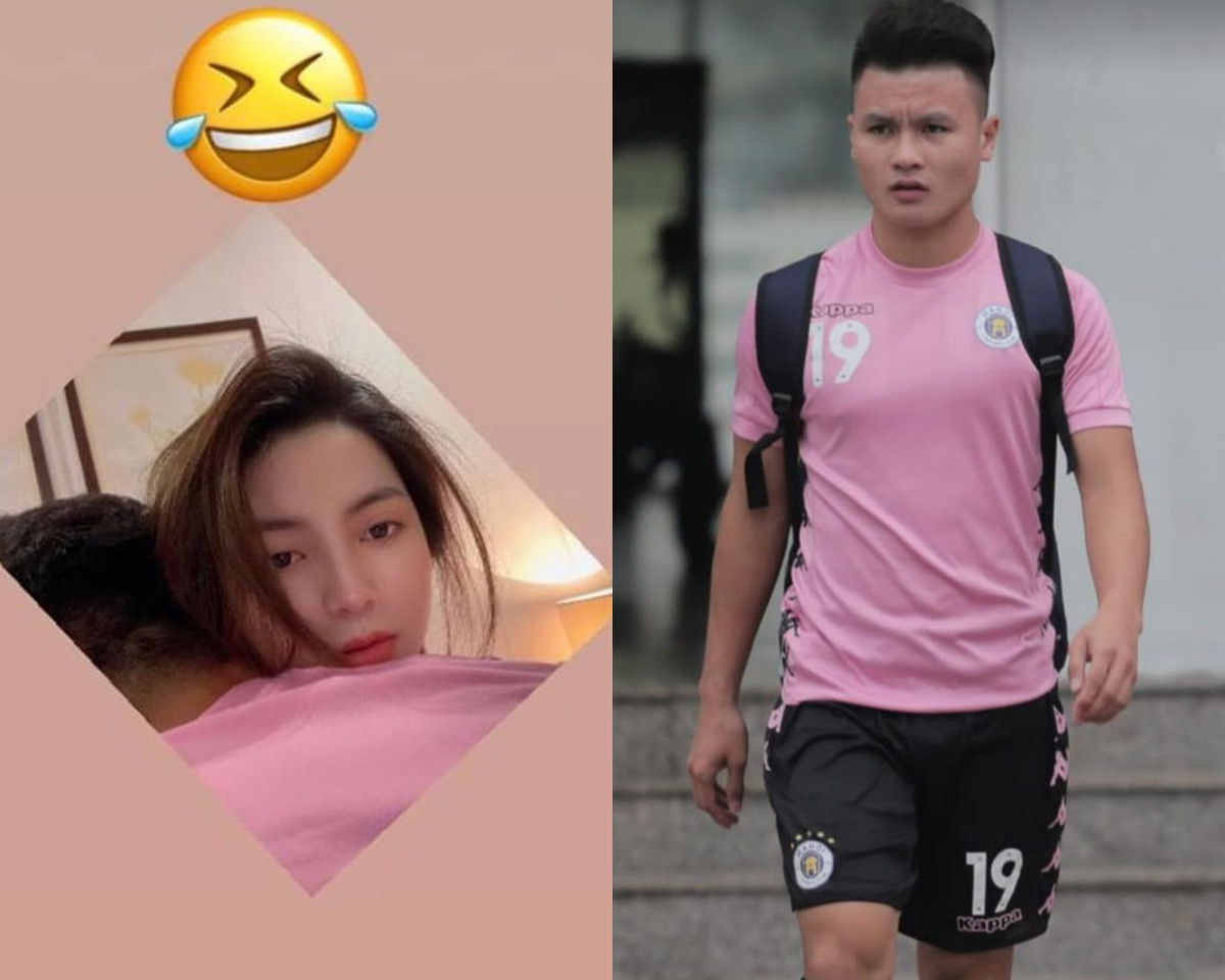 Chiếc áo màu hồng mà Quang Hải thường mặc dường như đã "tố cáo" đích thị chàng cầu thủ là người đàn ông mà Chu Thanh Huyền đang ôm ấp.