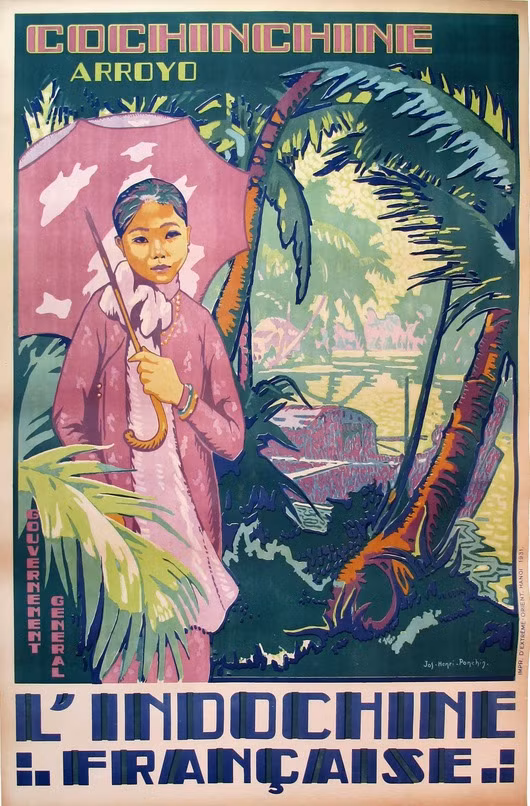 Tấm áp phích này thể hiện những nét đặc trưng của xứ Nam Kỳ với những hàng dừa soi bóng bên bến sông.