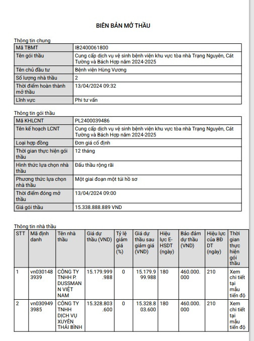 Gói thầu tại BV Hùng Vương - TPHCM: Yêu cầu HSMT làm khó nhà thầu? Goi thau tai BV Hung Vuong - TPHCM: Yeu cau HSMT lam kho nha thau?