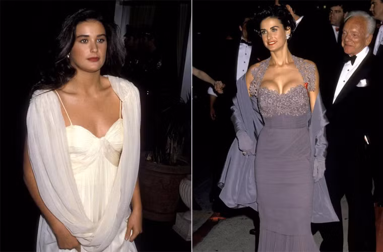 Có tin cho hay, cuộc phẫu thuật thẩm mỹ đầu tiên của Demi Moore là nâng ngực. Cô quyết tăng size vòng 1 để chuẩn bị cho bộ phim "Striptease" đóng năm 1996.