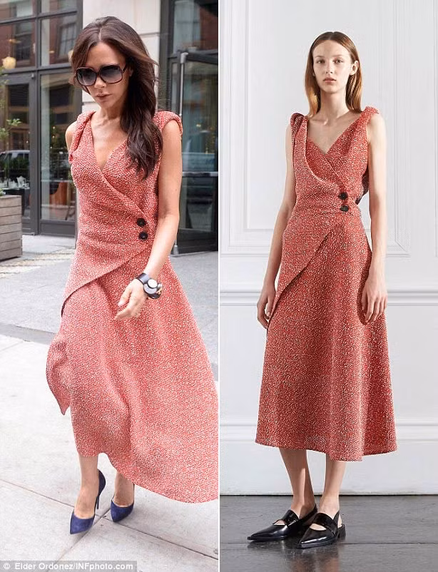 Vic mặc một thiết kế của bộ sưu tập mới của cô trong một lần xuất hiện ở New York vài ngày trước.