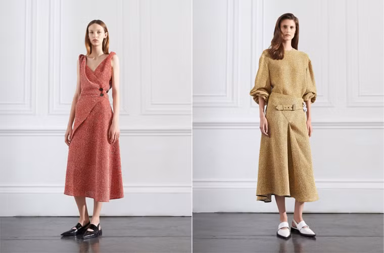 Chất liệu của bộ sưu tập tiền xuân/hạ của Vic lần này là lụa, len cashmere, len, cotton, tweed, denim, sequin, chiffon.