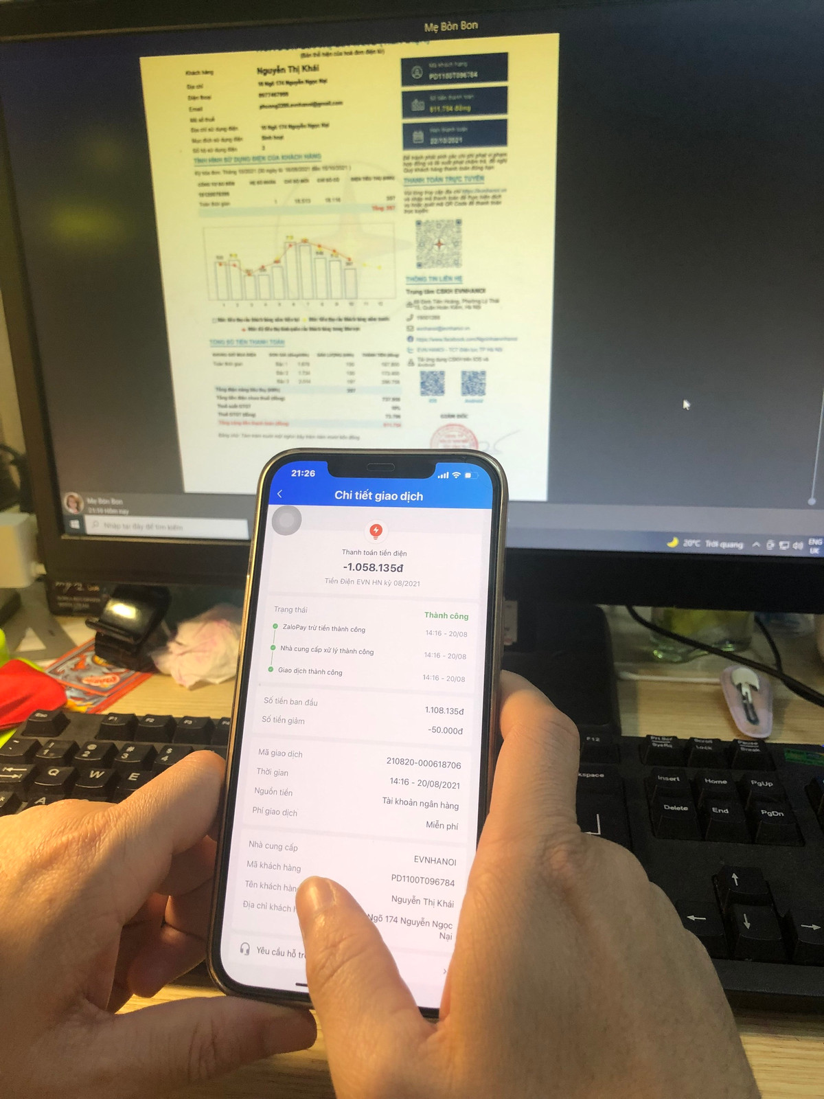 Ha Noi: Khach hang thanh toan tien dien khong dung tien mat dat 99,71%