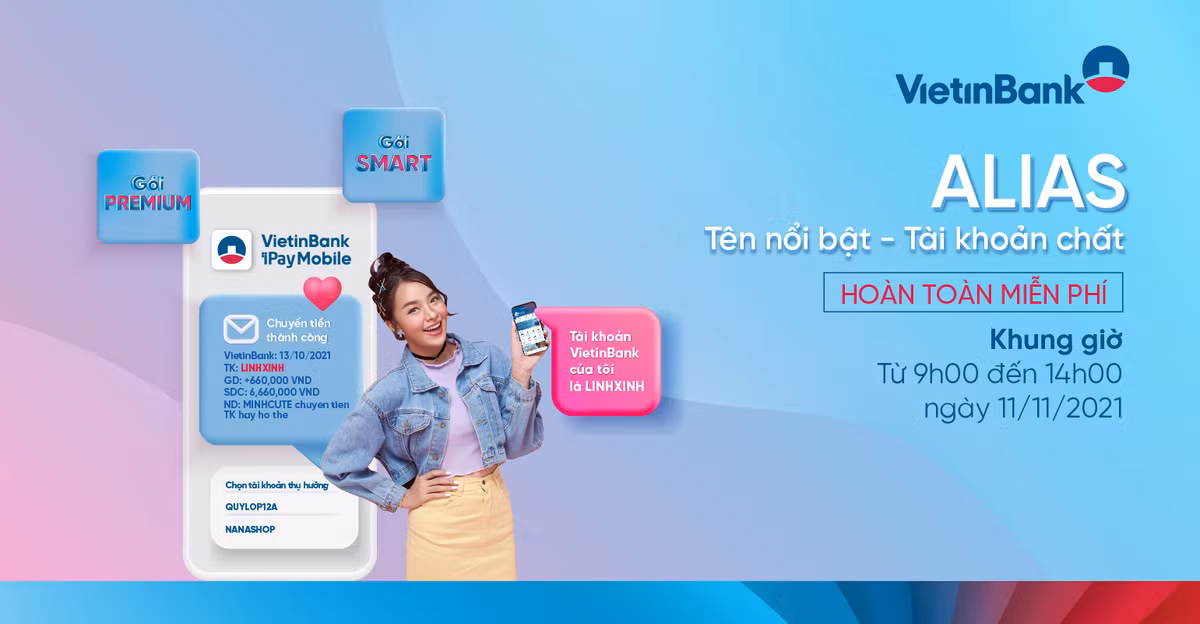 11/11 VietinBank mien phi dat Alias cho tai khoan