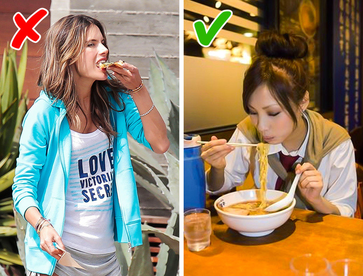 Người Nhật rất coi trọng đồ ăn. Họ sẽ không vừa đi vừa ăn một cách vội vàng.