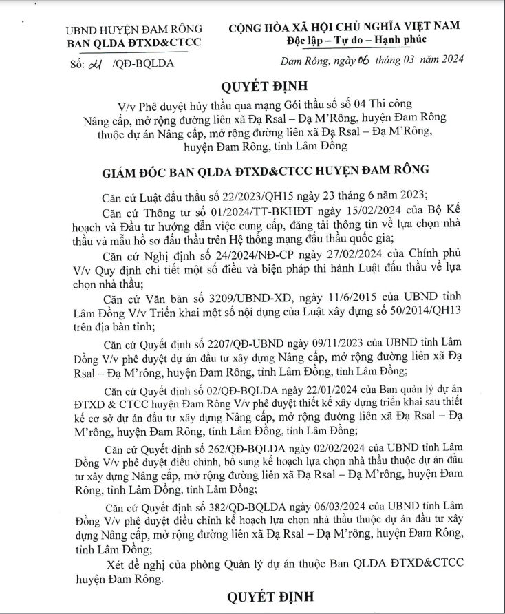 Huyện Đam Rông - Lâm Đồng: Hủy gói thầu giao thông 95 tỷ đồng - Hình 3 Huyen Dam Rong - Lam Dong: Huy goi thau giao thong 95 ty dong-Hinh-3