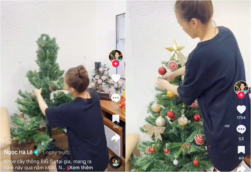 Ngọc Hà chia sẻ khoảnh khắc tự tay trang trí cây thông big size tại gia, mang ra năm này qua năm khác.