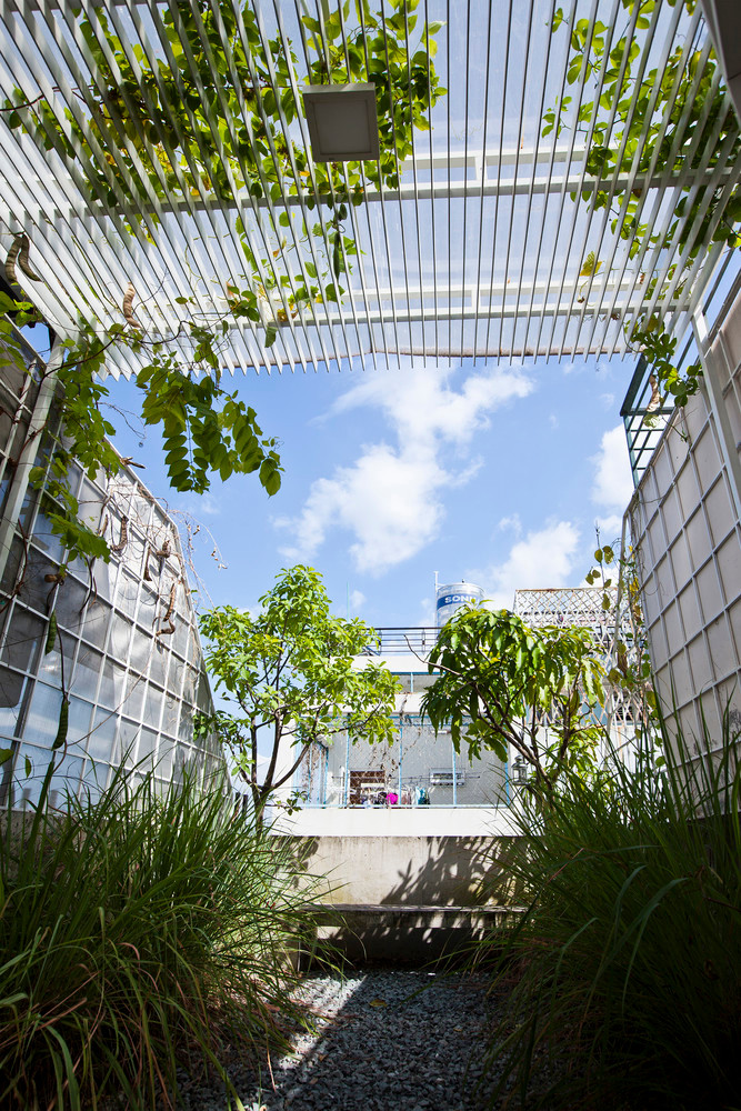 Lối đi ra vườn được rải đá tạo nét giản dị và mộc mạc. Nguồn ảnh; Archdaily