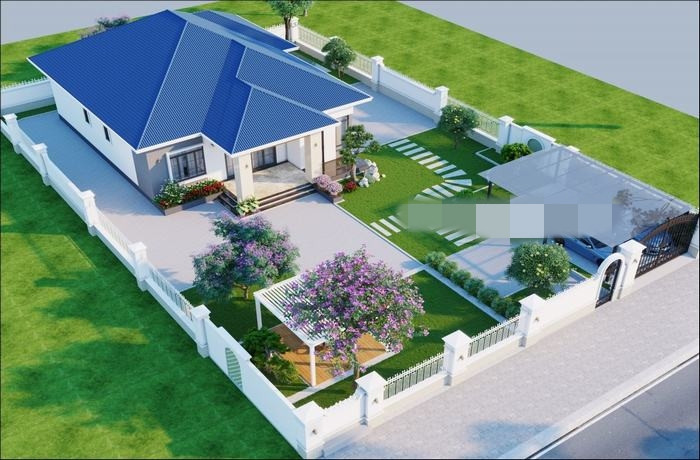 Nhà cấp 4 mái Nhật có sân vườn hiện đại phù hợp với những khu đất rộng, không gian thoáng đãng. Ảnh: Thietkenhadepmoi