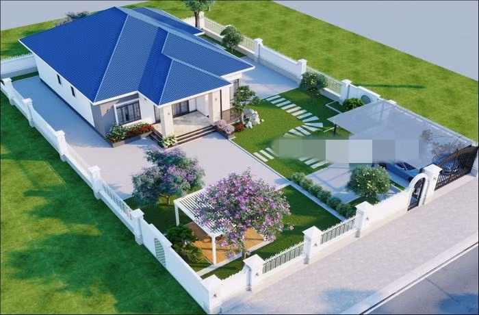 Nhà cấp 4 mái Nhật có sân vườn hiện đại phù hợp với những khu đất rộng, không gian thoáng đãng. Ảnh: Thietkenhadepmoi