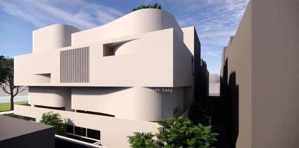 Biệt thự của siêu mẫu Thanh Hằng thiết kế lạ mắt, có gam màu trắng chủ đạo, xung quanh nhiều cây xanh.