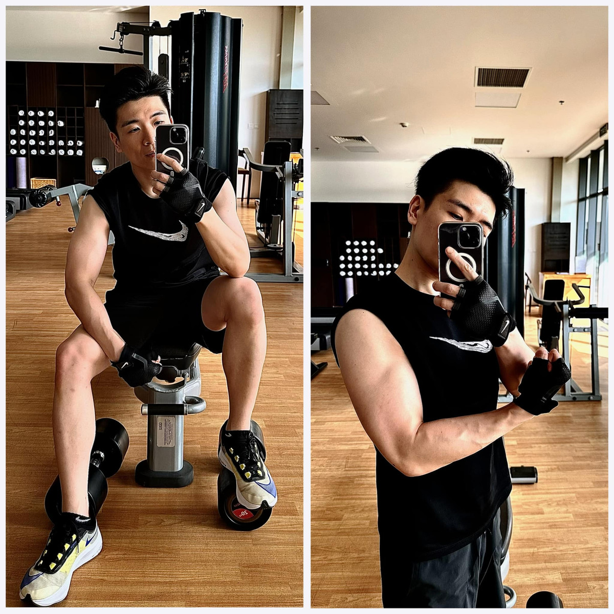 Đỗ Quanh Vinh cũng dành thời gian để tập gym. Ảnh: FBNV