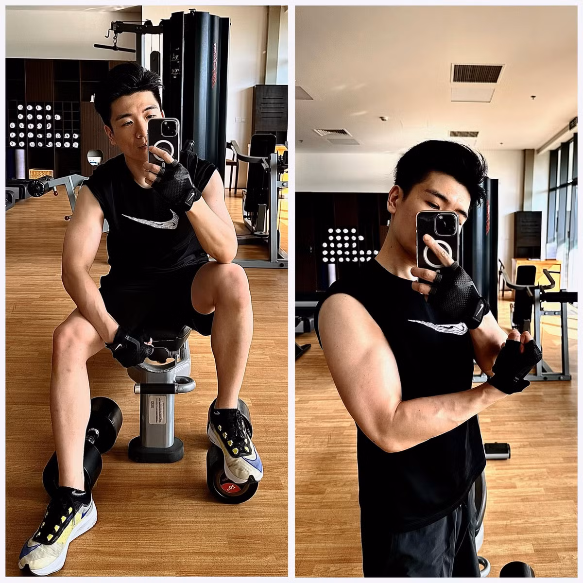 Đỗ Quanh Vinh cũng dành thời gian để tập gym. Ảnh: FBNV