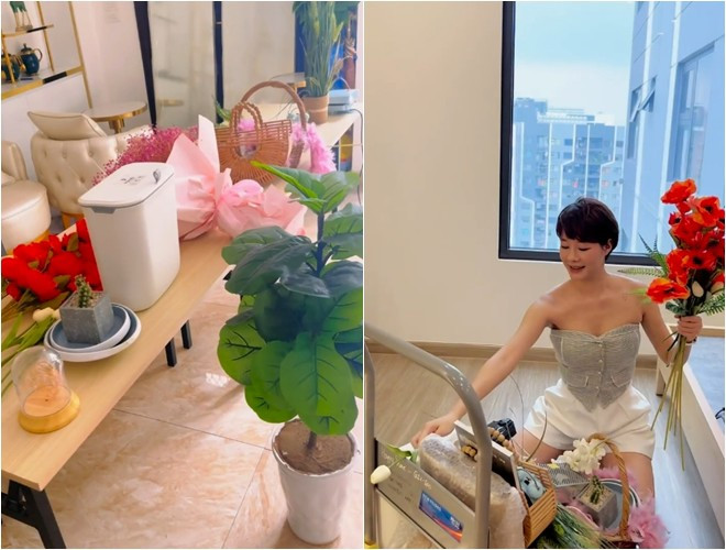 Nữ diễn viên tự tay chuẩn bị nhiều thứ cho không gian sống thêm xinh xắn. Ảnh chụp màn hình