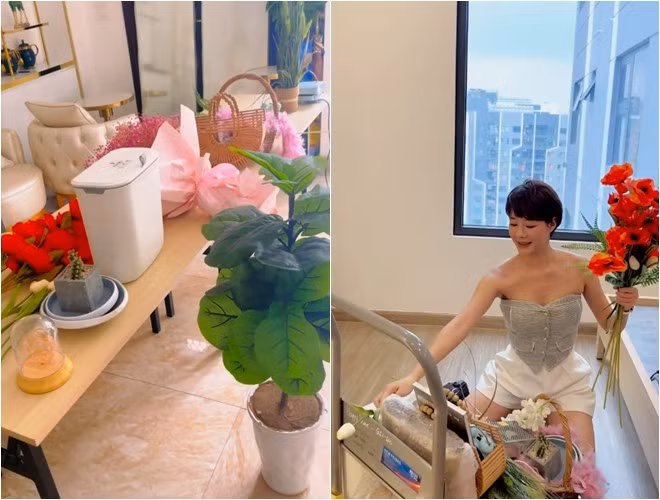 Nữ diễn viên tự tay chuẩn bị nhiều thứ cho không gian sống thêm xinh xắn. Ảnh chụp màn hình