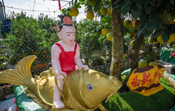 Những chậu bưởi cảnh khổng lồ tại đây có giá khởi điểm 40 triệu đồng. Ảnh: Dân trí