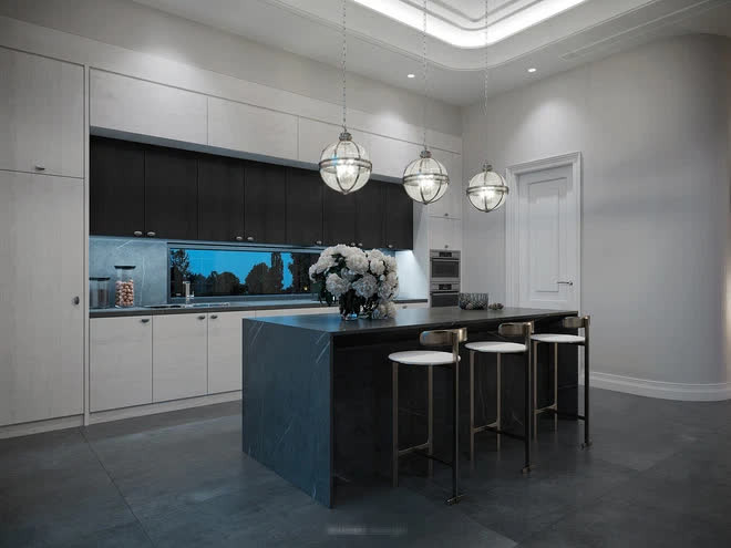 Khu vực bếp rộng rãi và hiện đại.