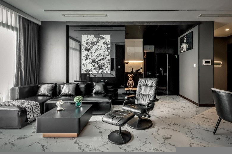 Các nhóm màu tối đan xen với mảng màu trắng tạo nên không gian ấn tượng, bắt mắt. Ảnh: chụp màn hình